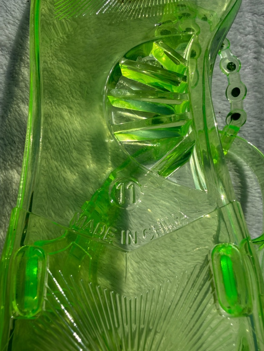 Kali Bright Green Jelly T-Strap Sandals - Picture 3 of 3